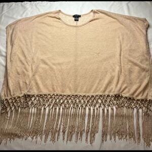 See You Monday Fringe Poncho Top L